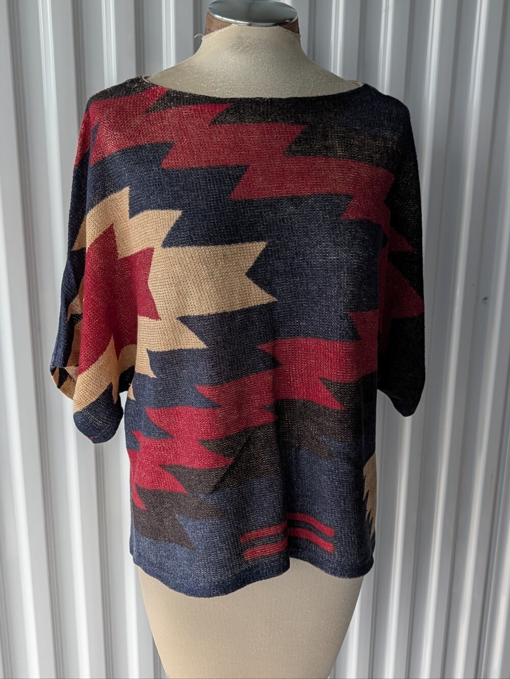 LAUREN RALPH LAUREN southwestern style linen knit top M